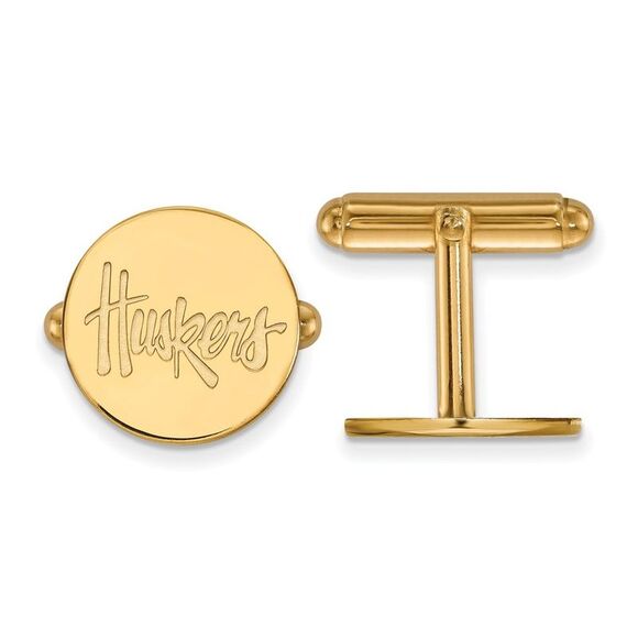 14k Gold Plated Silver University of Nebraska Round Cuff Links